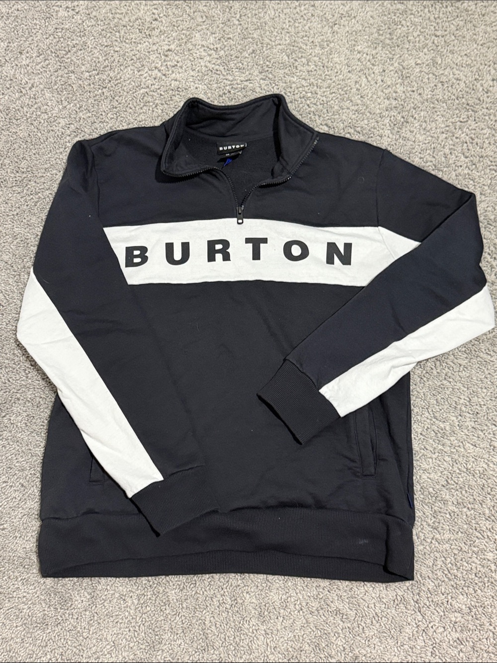 Burton Black and White Quarter Zip with Bold Logo